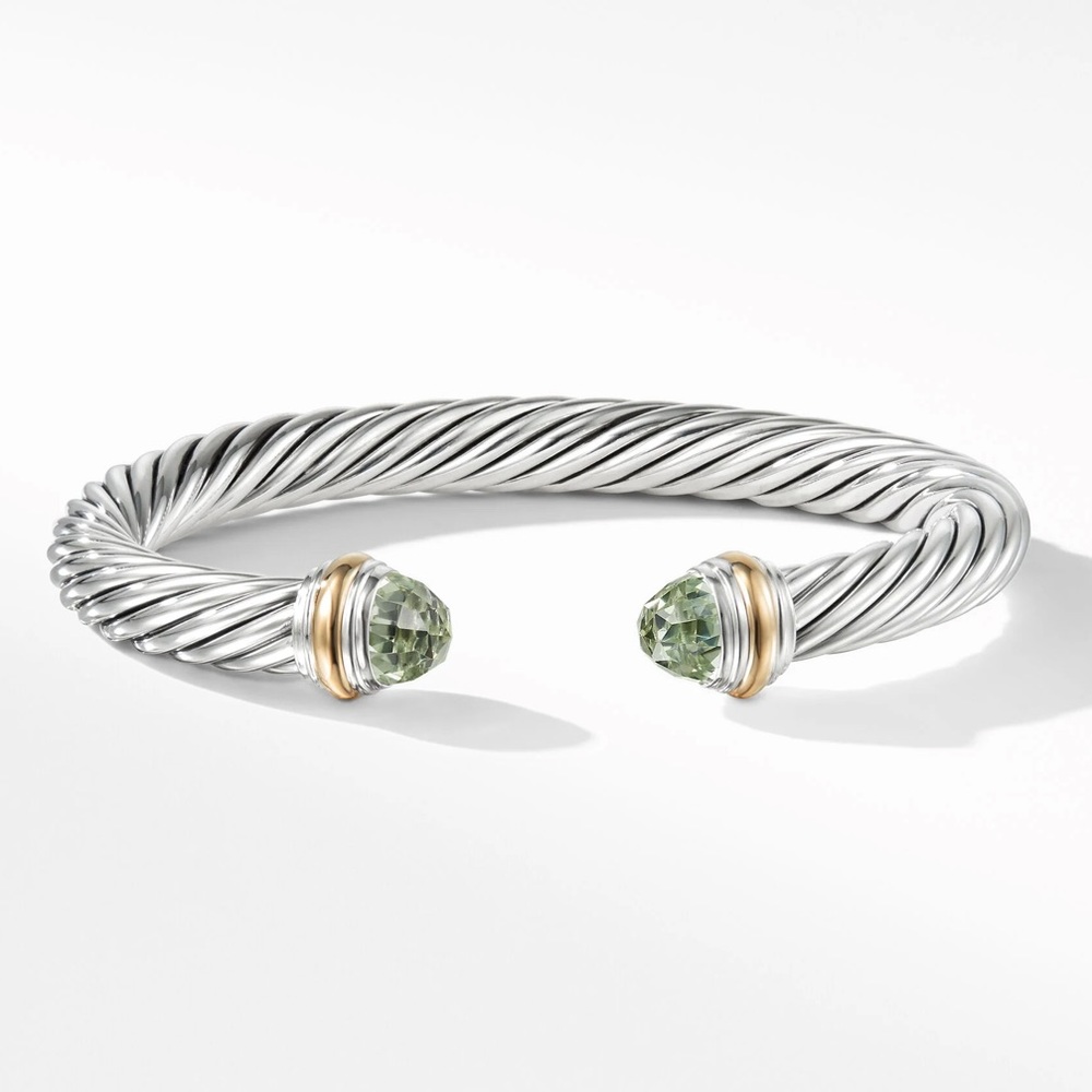 Cable Classics Bracelet in Sterling Silver with Prasiolite and 14K Yellow Gold